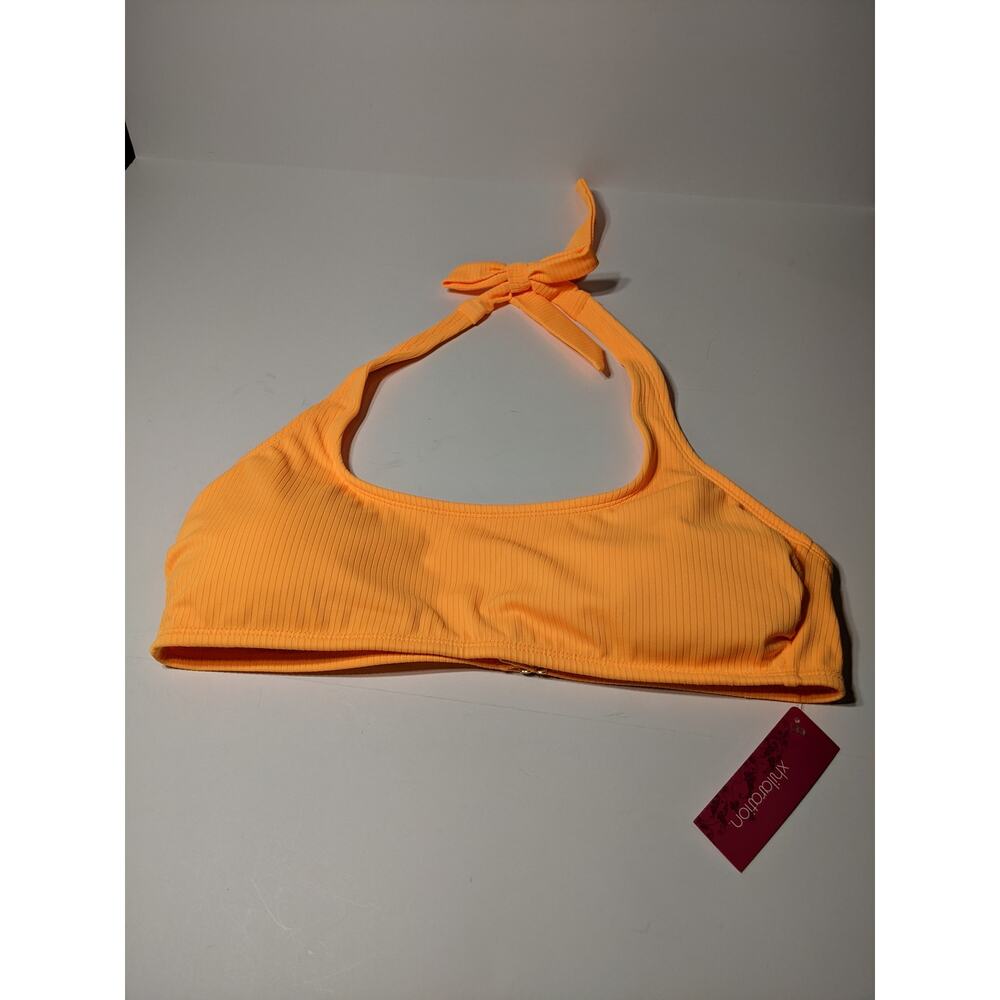 Xhilaration Halter Bralette Bikini Top Juniors Ribbed‎ Orange XL Removable Cups